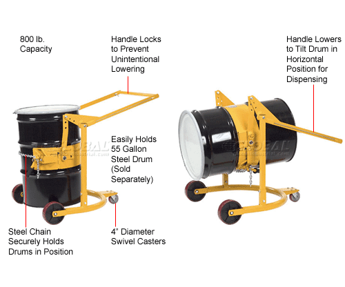 Global Industrial™ Mobile Drum Carrier for 55 Gallon Steel Drums - 800 Lb. Capacity