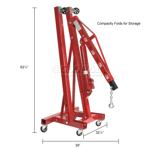 Global Industrial™ Folding Floor Crane with Telescopic Boom 4000 Lb. Capacity