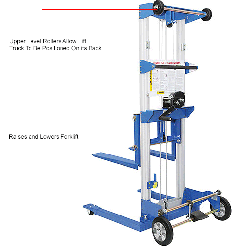Global Industrial™ Lightweight Hand Operated Lift Truck, 400 Lb. Capacity Straddle Legs