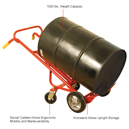 Wesco® Drum Truck with 4 Wheels 240121 for 30 & 55 Gallon Steel Drums