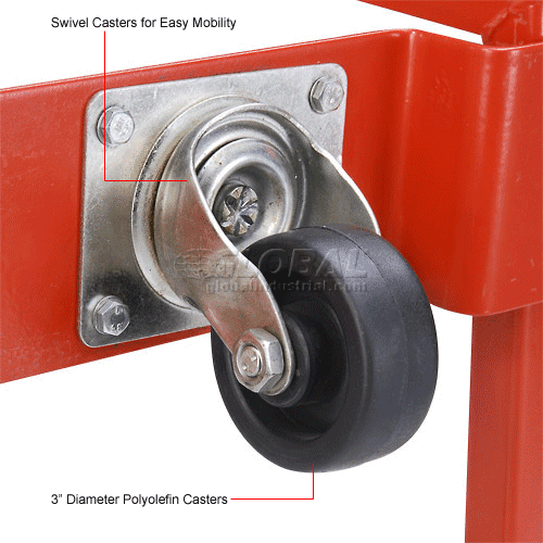 Global Industrial™ Easy-Steer Drum Cradle 5" & 3" Polyolefin Wheels - For 55 Gal. Steel Drums