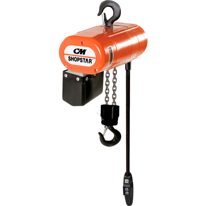 CM Shopstar Electric Chain Hoist, 600 lbs., 10' Lift, 8 FPM, 115-1-60 (contactor in hoist)
