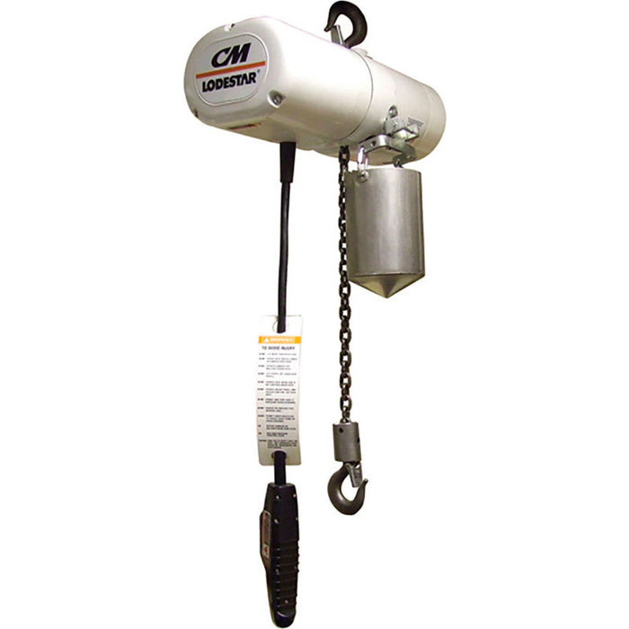 CM Lodestar 1/2 Ton Food Grade Electric Chain Hoist, 15' Lift, 115V