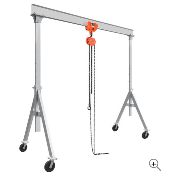 Global Industrial - Adjustable Height Aluminum Gantry Crane, 12'W x 9'6"-12'H, 4000lb Lb. Cap.