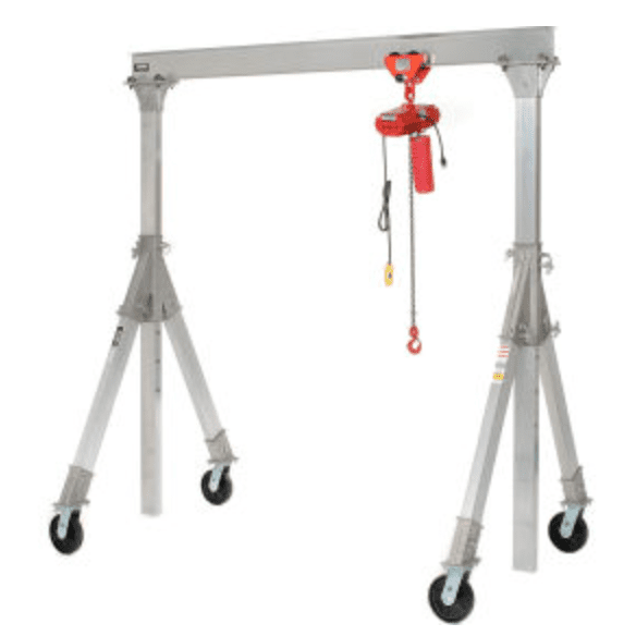 Global Industrial - Adjustable Height Aluminum Gantry Crane, 12'W x 9'6"-12'H, 4000lb Lb. Cap.