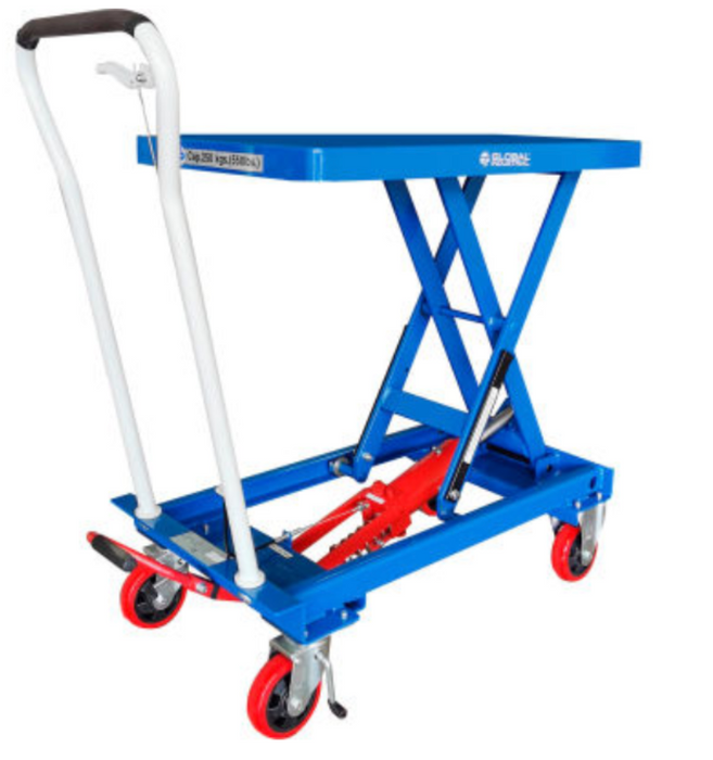 Global Industrial™ Mobile Single Scissor Lift Table, 32" x 19" Platform, 550 Lb.Capacity