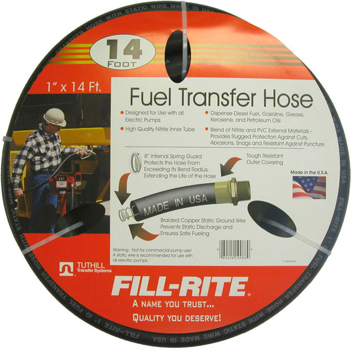 Fill-Rite FRH10014, 1" x 14' Retail Hose Designed for Use with All Electric Pumps